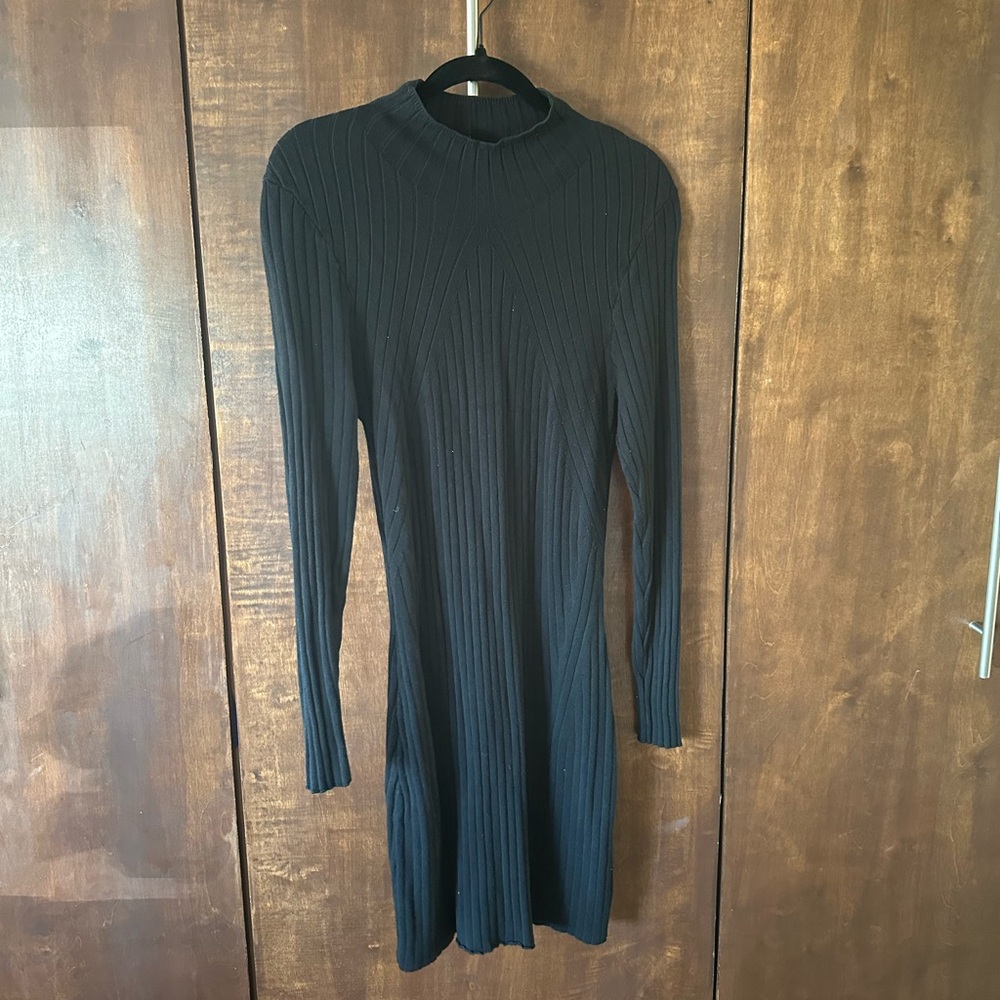 Abercrombie Black Ribbed Mock Turtleneck Knit Dress